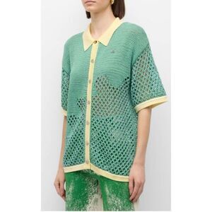 PH5  Olivia Crochet Oversized Shirt in Teal Blast Size Medium